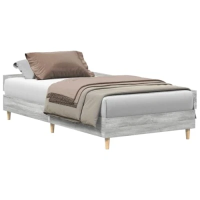 Afbeelding van vidaXL Bedframe zonder matras 75x190 cm spaanplaat grijs Sonoma