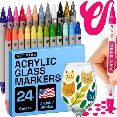 Afbeelding van 25 stuks acryl Dual Tip Paint Pennen Brush + Dot Tips