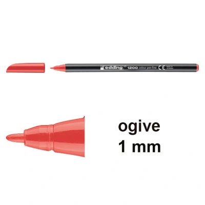 Image de edding 1200 feutre color pen, pointe ogive, rouge largeur de tracé: 0,5 1,0 mm, encre à base d&#039;eau (4 002)