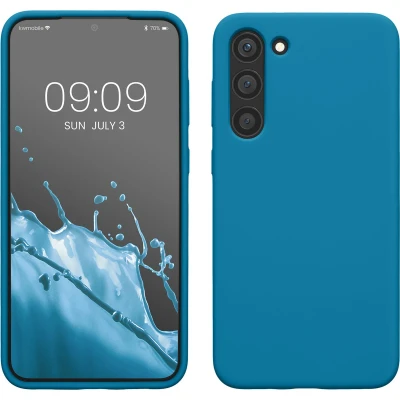 Afbeelding van kwmobile telefoonhoesje geschikt voor Samsung Galaxy S23 Plus Hoesje met siliconen coating Smartphone case in Caribisch blauw
