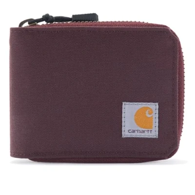 Afbeelding van Carhartt Casual canvas ritssluiting voor heren, duurzame portemonnee met ritssluiting, Nylon eend (diepe wijn), portefeuilles van