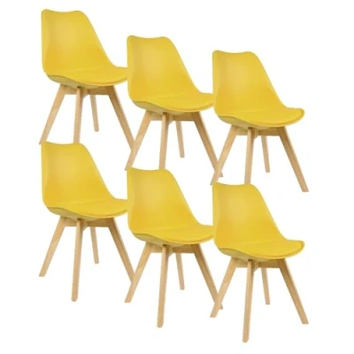 Afbeelding van WOLTU 6 x eetkamerstoelen, zitting van kunstleer, modern design, BH29gb 6, geel