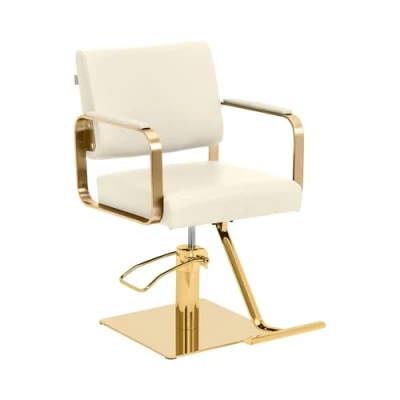 Afbeelding van physa Kappersstoel met voetsteun 50 66 cm 200 kg Creme/goud