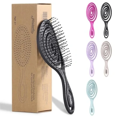 Image de Ninabella mini haarborstel zonder trekken borstel voor op reis ontwarrende droog en nat haar ontklitterborstel extensionsborstel zwart