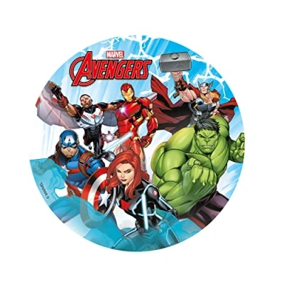 Image de Dekora Décoration Coméstible en Forme de Disque pour Gâteaux d&#039;Anniversaire Enfants des Avengers 15, 5 cm