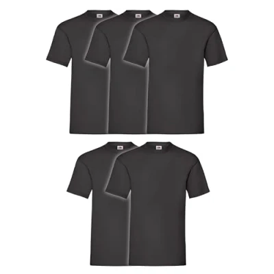 Afbeelding van Fruit of the Loom Valueweight T shirts voor heren, verpakt per 5 stuks + Myshirt gymtas, Zwart gymtas