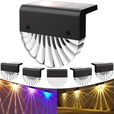 Afbeelding van Anmossi Buitenlamp op zonne energie, 6 stuks, IP65, led, voor buiten, tuin, 2 verlichtingsmodi, warm wit/kleur, zonnelampen hek, tuin