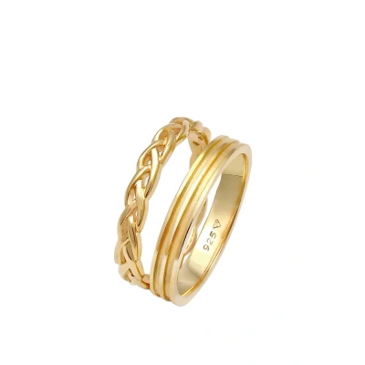Afbeelding van Elli 2 PACK Basic Ring goldcoloured, Dames, Maat: 52, Gold/coloured