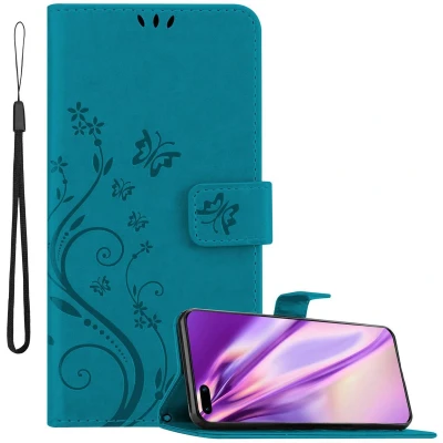 Afbeelding van Cadorabo Hoesje geschikt voor Huawei P40 PRO / PRO+ in BLOEMEN BLAUW Beschermhoes bloemmotief met magnetische sluiting, standfunctie en kaartsleuven Book Case Cover Etui