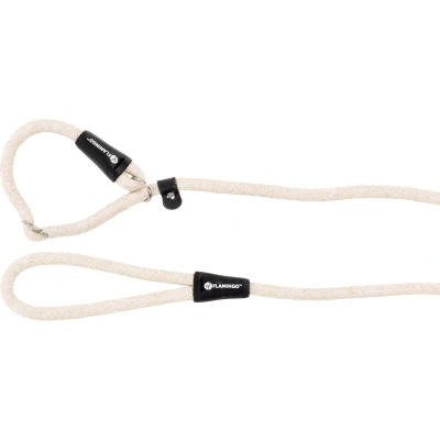 Afbeelding van Linnen Anti trek Sliplijn met halsband beige170cm