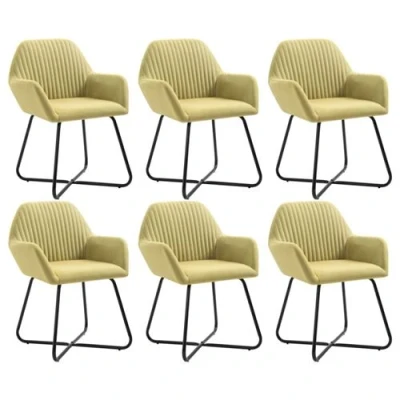 Afbeelding van vidaXL Eetkamerstoelen 6 st stof groen