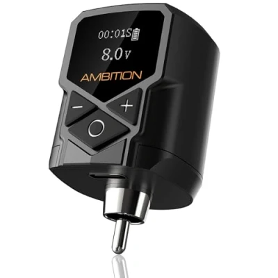 Afbeelding van tattoo voeding Ambition Kuark Mini draagbare draadloze cinch lithiumbatterij 1800 mAh met digitaal led display voor roterende machine