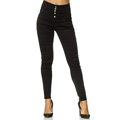 Afbeelding van Elara Chunkyrayan, skinny jeans voor dames met hoge taille, zwart.