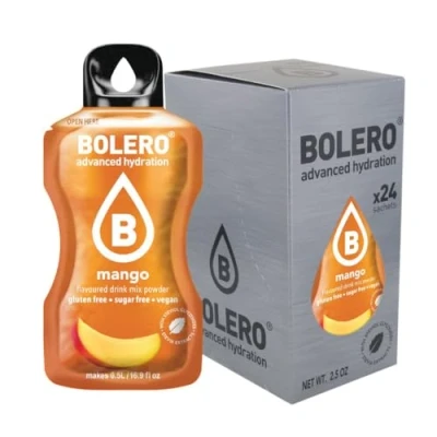 Afbeelding van Bolero Drank 24 zakjes 3 g sticks fruit bereid poeder oplosbaar voor verse dranken in water, 72 zoet met stevia (Mango)