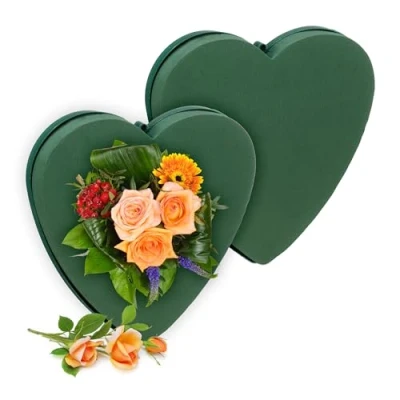 Afbeelding van steekschuim echte bloemen set van 2 26,5 x 4 cm hartvormig oase schuimstof