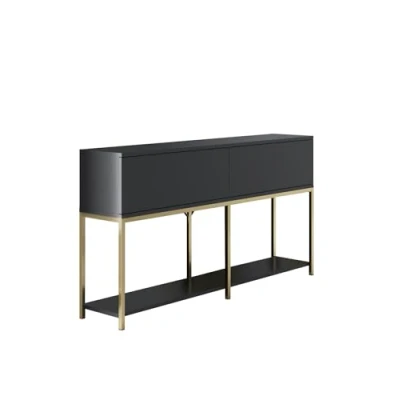 Afbeelding van 18mm Melamine Gecoat Console met Metalen Poten Woody Fashion Antraciet Goud