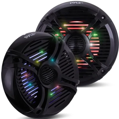 Afbeelding van Pyle Marine Luidsprekers Waterdichte Speakers Buitenluidsprekers Weerbestendige Stereoluidsprekers Systeem met LED Lichten 250 Watt Zwart