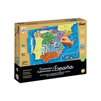 Afbeelding van Diset Provincies en autonomie van Spanje educatieve puzzel, 137 stukjes, meerkleurig (68942)