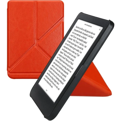 Afbeelding van kwmobile E reader hoesje geschikt voor Kobo Clara BW / Colour hoes Ereader flip case met standaard cover van kunstleer In oranje