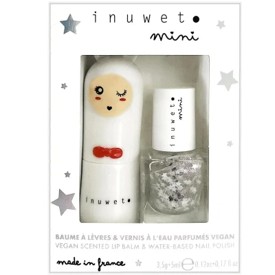 Afbeelding van Inuwet giftset nagellak en lippenbalsem duo white