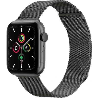 Afbeelding van imoshion Bandje Geschikt voor Apple Watch Series 1 / 2 3 4 5 6 7 8 9 SE Ultra (2) 42 44 45 49 mm Maat S Space Grey Milanees magnetische band grijs