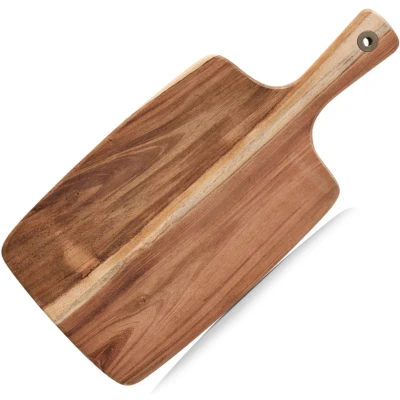 Afbeelding van Zeller, snijplank met handvat, serveerplank, 42 cm, acacia/hout, 41,8 x 19,5 1,2 naturel