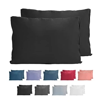 Afbeelding van Komfortec Set van 2 Premium Jersey Kussenslopen 40x60 cm Superzachte Kussenhoes 100% Katoen 150 g/m² Zwart