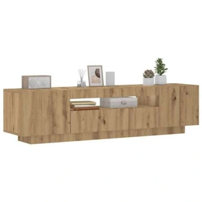 Afbeelding van vidaXL Tv meubel met LED 160x35x40 cm bewerkt hout artisanaal eiken