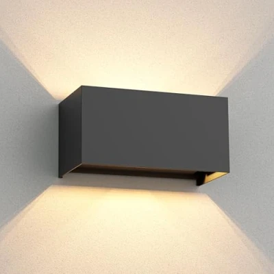 Afbeelding van ledscom.de CUBEL Wandlamp voor buiten, IP65, up/downlight, antraciet mat, vierkant, 2 x G9 max. 10 W, buitenlamp, huismuur, kubus, trappenhuis, buitenverlichting, spot