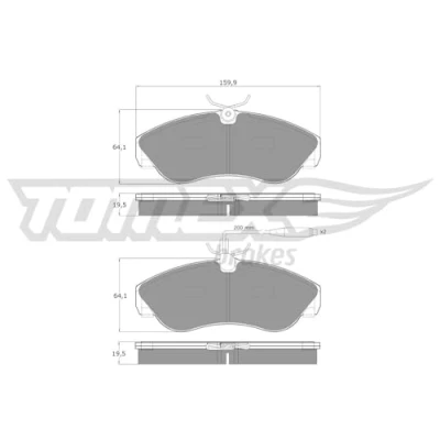 Afbeelding van TOMEX brakes TX 11 73 Remblokkenset Vooras Incl. slijtage waarschuwingscontact FIAT: Ducato II Minibus, Platform/Chassis, Van