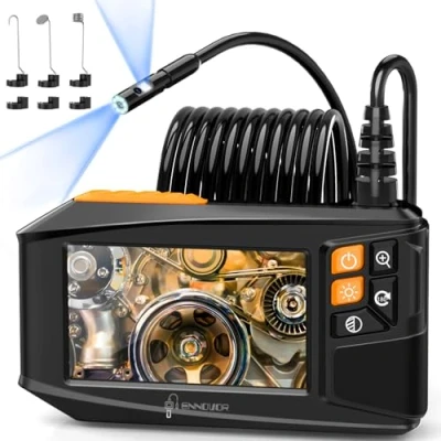 Afbeelding van Ennovor Endoscopische camera met dubbele lens, 1920p HD, IPS display, 4,3 inch, inspectiecamera, leiding, 8 verstelbare leds, geen app, wifi camera, halfstijve kabel (16,5 ft/5 m)