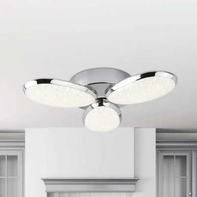 Afbeelding van Lori LED plafondlamp, 3 lamps, Ø 44 cm, chroom/rozet, glas