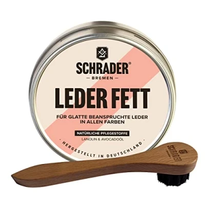 Afbeelding van Schrader kleurloos leervet, gladde leerverzorging, schoenen, motorkleding, impregnering met holle borstel, 2 stuks, Made in Germany