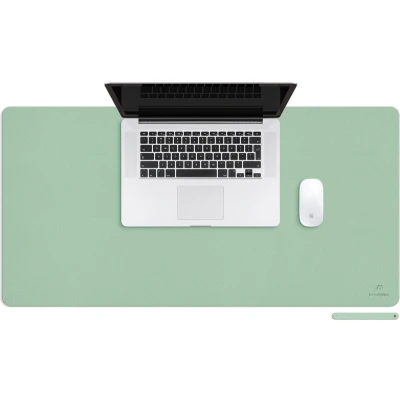 Afbeelding van iMoshion Bureau Onderlegger 90 x 45 cm Hoogwaardig kunstleer Accessoires Organizer Antislip Muismat XXL Inclusief draagriem Groen