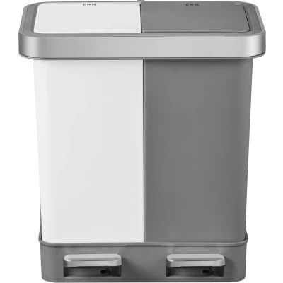 Afbeelding van Afvalbak EKO Hana Duo Recycling pedaalemmer 2x10liter grijs wit