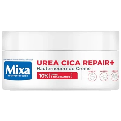 Afbeelding van Mixa Sterk geconcentreerde vochtinbrengende crème voor gezicht, lichaam en handen, droge schrale huid, met ureum niacinamiden, Urea Cica Repair+, 150 ml