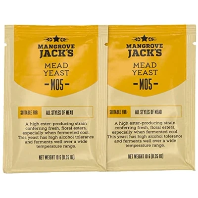 Afbeelding van 2x medengist 10g / 25L Mangrove Jack&#039;s droge meeldauwgist Mede Wijngist Witte gist en rode wijn