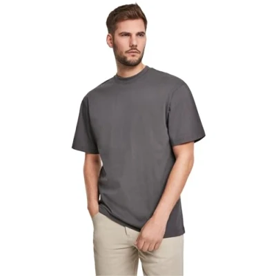 Image de Urban Classics tall Tee T shirt surdimensionné pour homme en coton à col rond côtelé Disponible dans de nombreuses variantes couleurs Tailles S 6XL, Marron, M grande taille extra