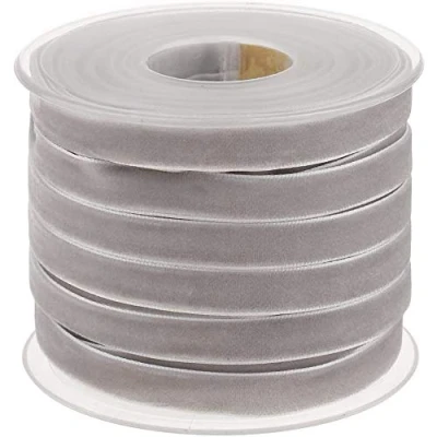 Afbeelding van POFET Rol fluwelen lint voor knutselen en decoreren, grijs, 18 m x 10 mm