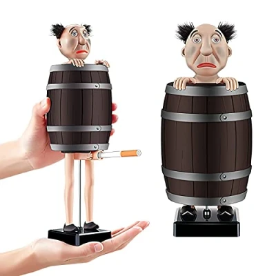 Afbeelding van HENGBIRD Grappige sigarettendispenser, sigarettenhouder, pop up houten vat voor 10 sigaretten, sigarettenetui, grap en vangspel, cadeau mannen