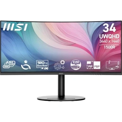 Afbeelding van MSI Modern MD342CQP Ultrawide QHD Monitor 120Hz 34 inch USB HUB/KVM C PD 98W