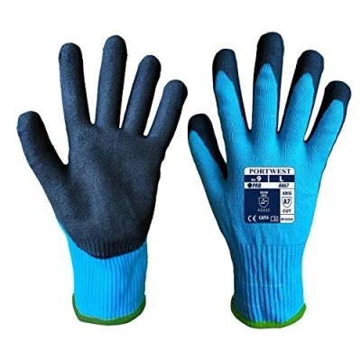 Afbeelding van Portwest Claymore Ahr Anti Cut Handschoen, Maat: L, Kleur: Blauw/Zwart, A667B8RL