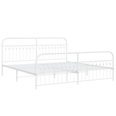 Afbeelding van vidaXL Bedframe met hoofd en voeteneinde metaal wit 193x203 cm