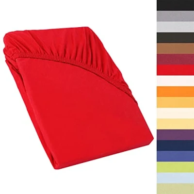 Afbeelding van CelinaTex Perla boxspring hoeslaken 90x200 100x200 cm robijnrood mako jersey 160g/m²