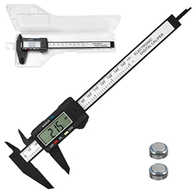 Afbeelding van Gvolatee digitale schuifmaat, schuifmaat van koolstofvezel, 150 mm / 6 inch, met transparant lcd display en reservebatterij voor externe metingen, diepte stappen, intern