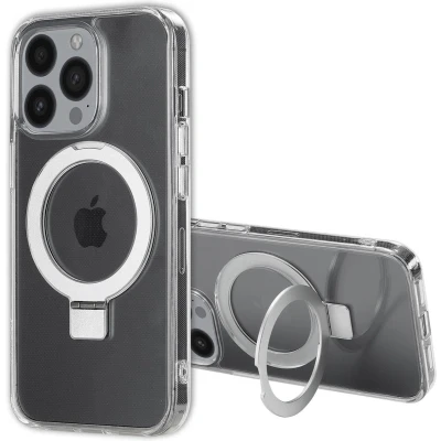 Afbeelding van Accezz Hoesje Geschikt voor iPhone 13 Pro Ring Stand Backcover MagSafe Transparant