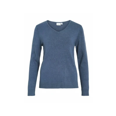 Afbeelding van VILA Viril Vneck NOOS Trui, Dames, Maat: XS, Vintage indigo