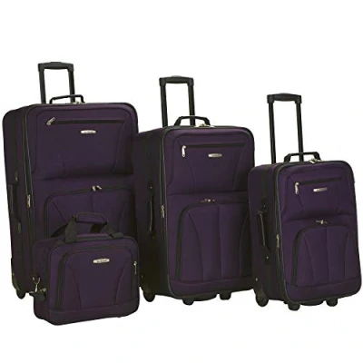 Afbeelding van Set van 4 rolbagage Rockland, Paars.