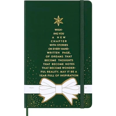 Image de Carnet ligné Moleskine Noël Grand Format Couverture Rigide Vert Myrte