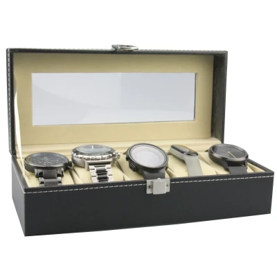 Afbeelding van Horlogebox Horlogedoos voor heren &amp; dames 5 horloges Zwart